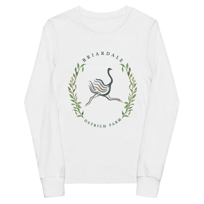 Performance | Youth Long Sleeve T-Shirt | Briardale Ostrich Farm | Crest Logo