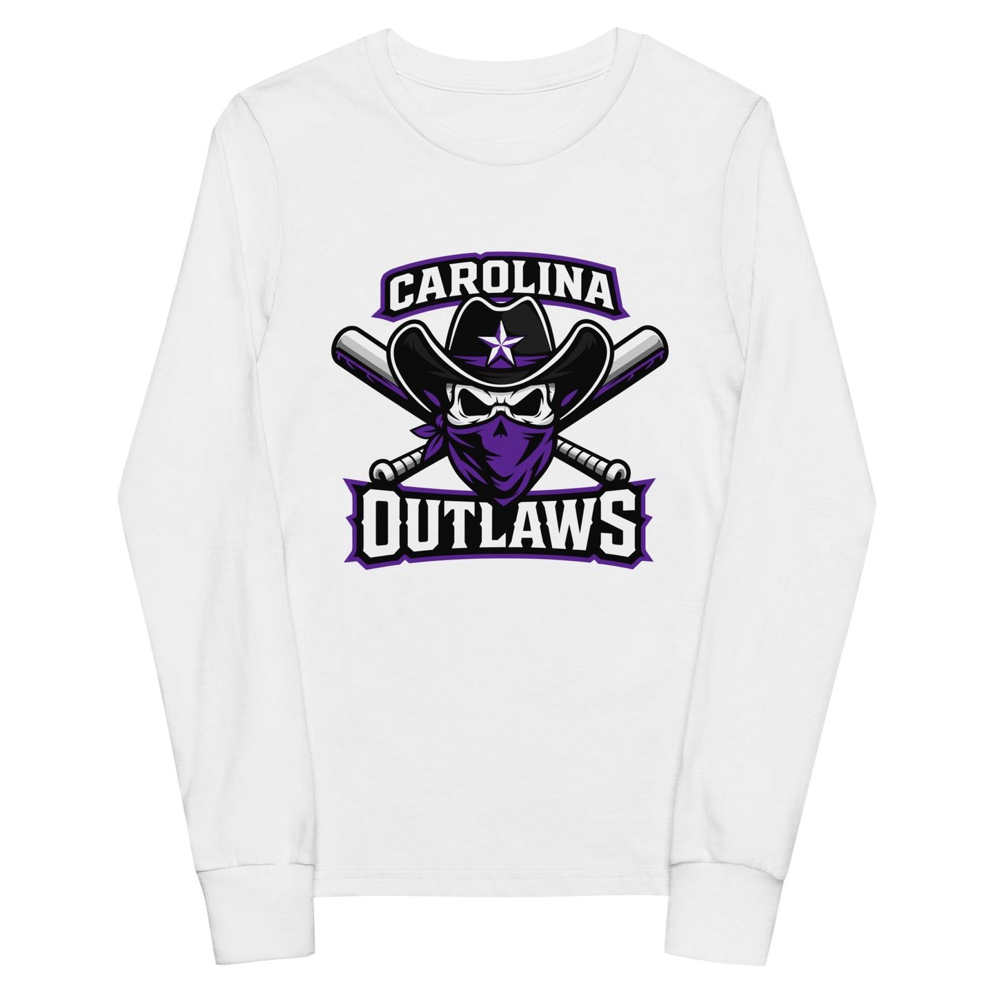 Performance | Youth Long Sleeve T-Shirt | Carolina Outlaws Baseball | Crest Logo