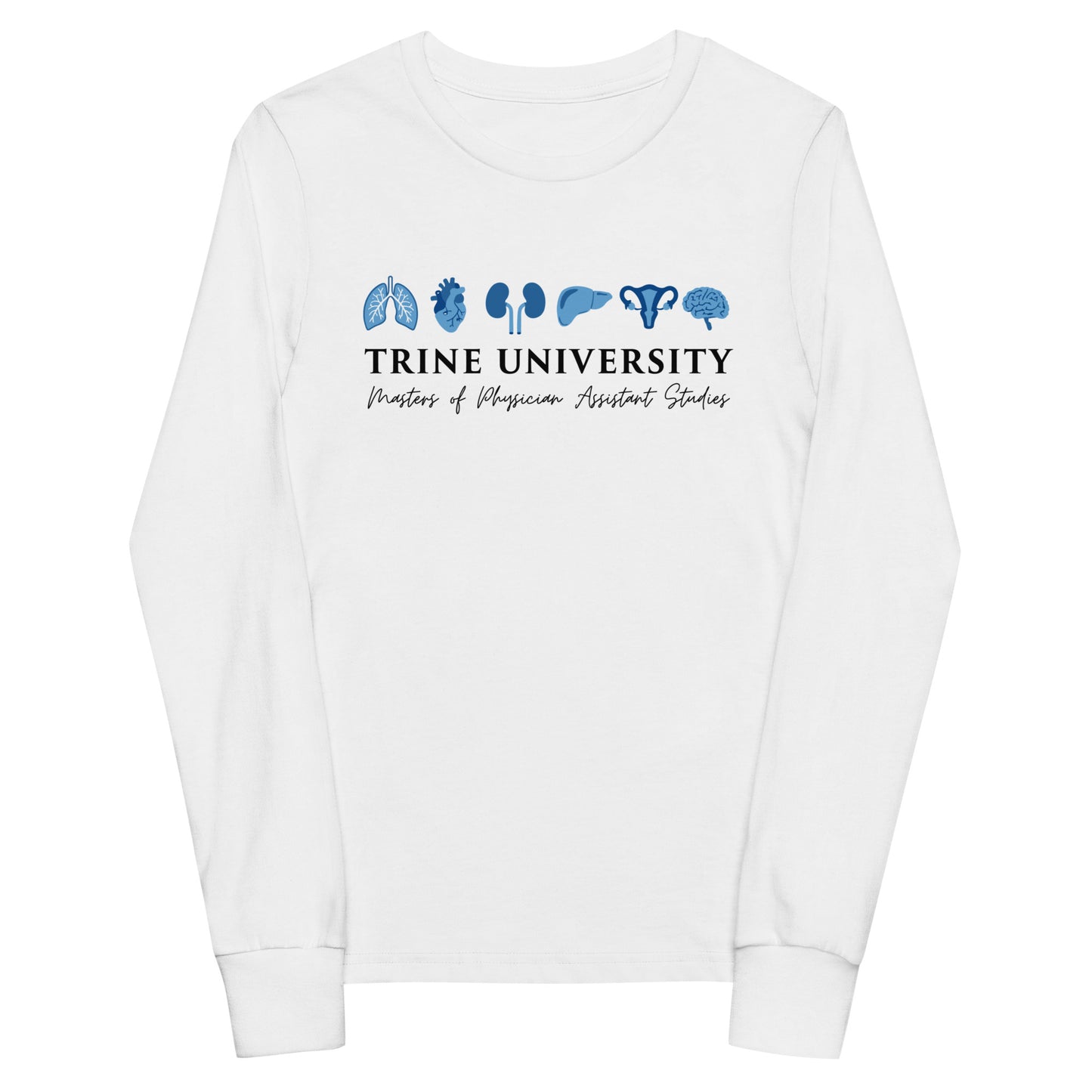 Performance | Youth Long Sleeve T-Shirt | Trine PA program | Modern Script Logo
