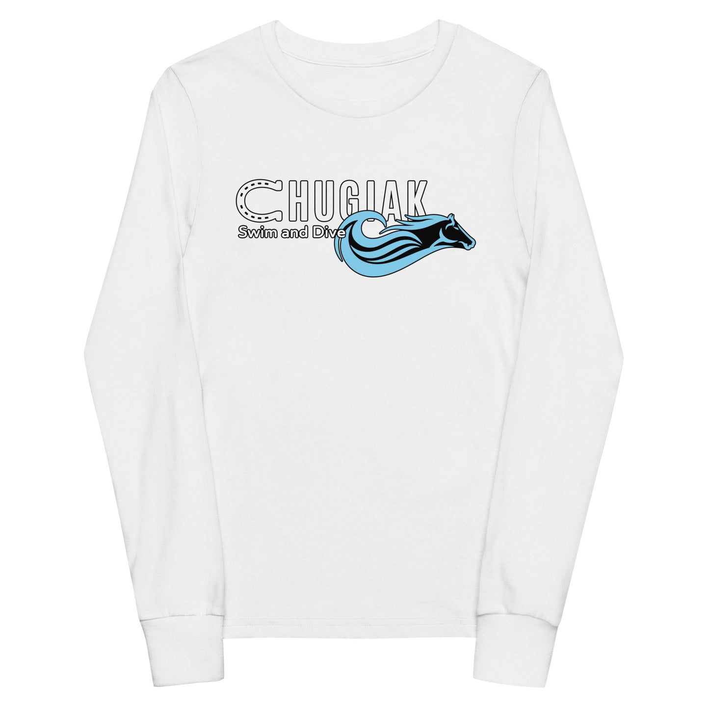 Performance | Youth Long Sleeve T-Shirt | Chugiak Mustang Swim & Dive | Emblem Logo
