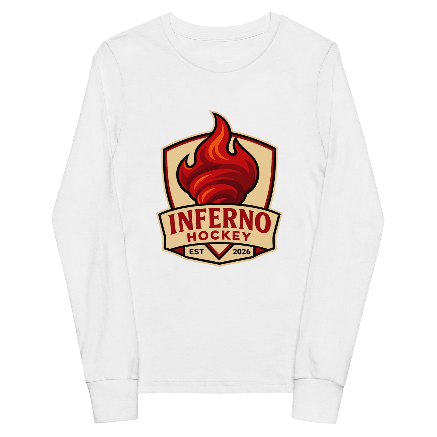Performance | Youth Long Sleeve T-Shirt | Inferno Hockey | Crest Logo