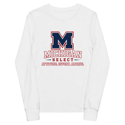 Performance | Youth Long Sleeve T-Shirt | Michigan Select Baseball | Crest Logo