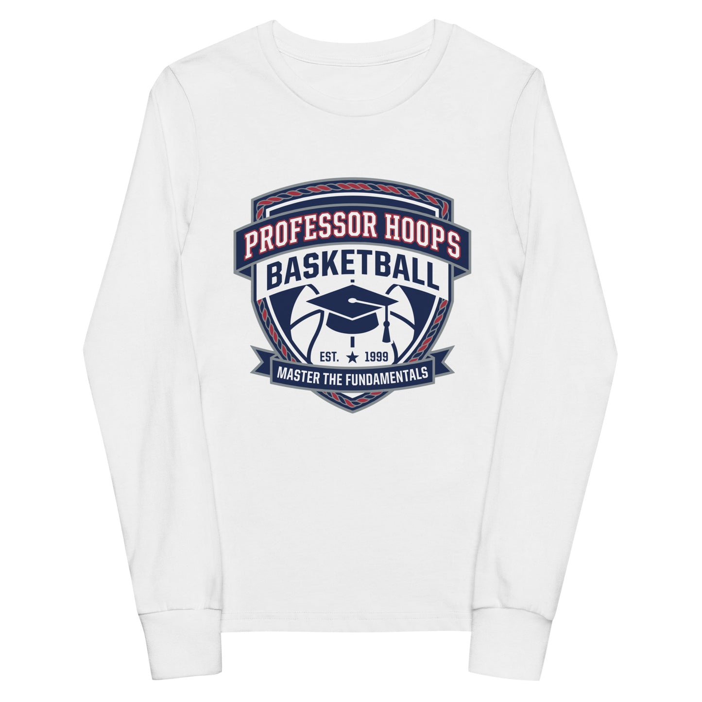 Performance | Youth Long Sleeve T-Shirt | Professor Hoops Basketball | Crest Logo