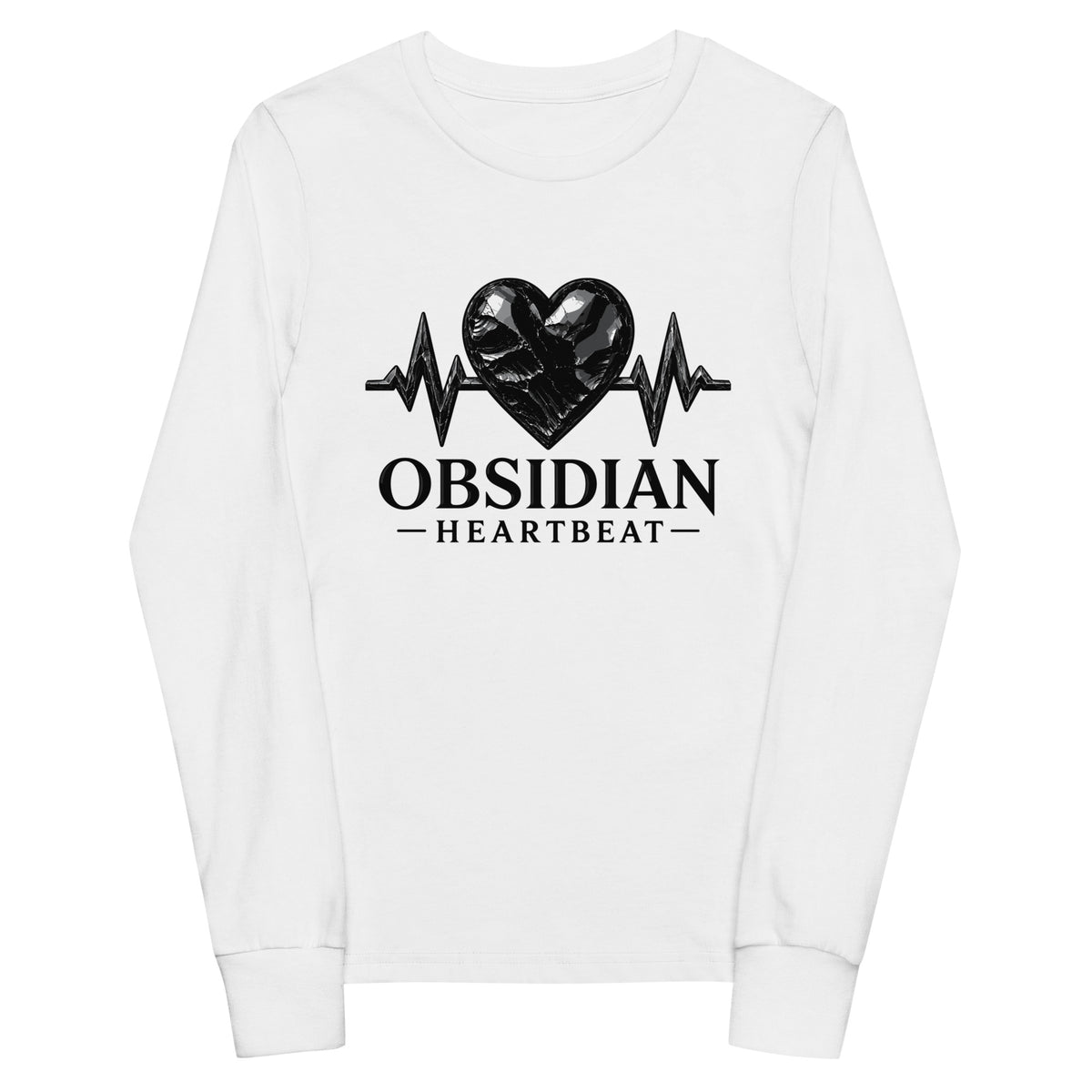 Performance | Youth Long Sleeve T-Shirt | Obsidian Heartbeat | Pulse Athletics Logo
