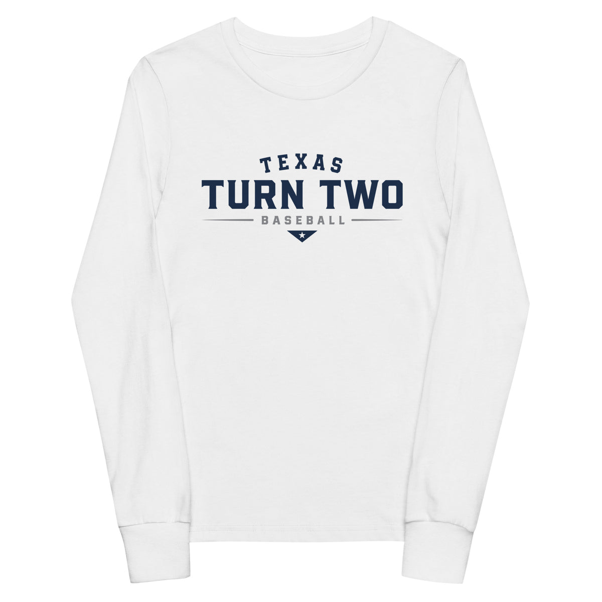 Performance | Youth Long Sleeve T-Shirt | Texas Turn Two Baseball | Modern Script Logo