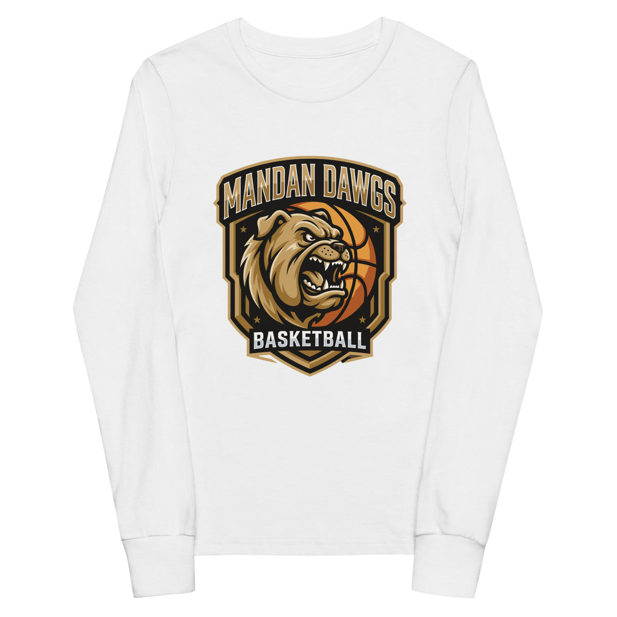Performance | Youth Long Sleeve T-Shirt | Mandan Dawgs Basketball | Shield Logo