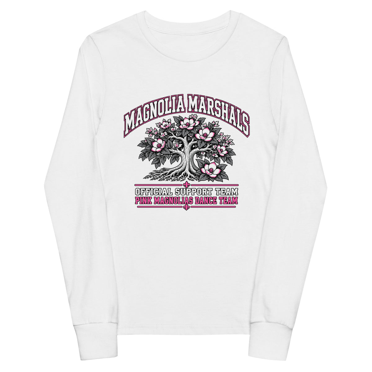 Performance | Youth Long Sleeve T-Shirt | Pink Magnolias Dance | Crest Logo