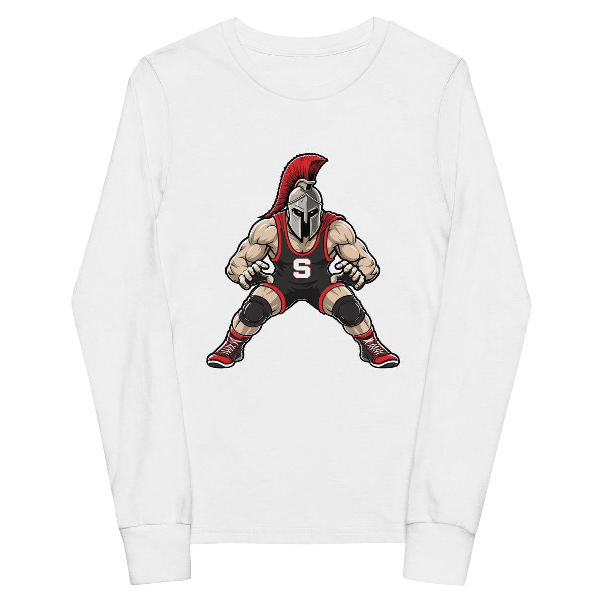 Performance | Youth Long Sleeve T-Shirt | Spartan Wrestling Club | Mascot Logo