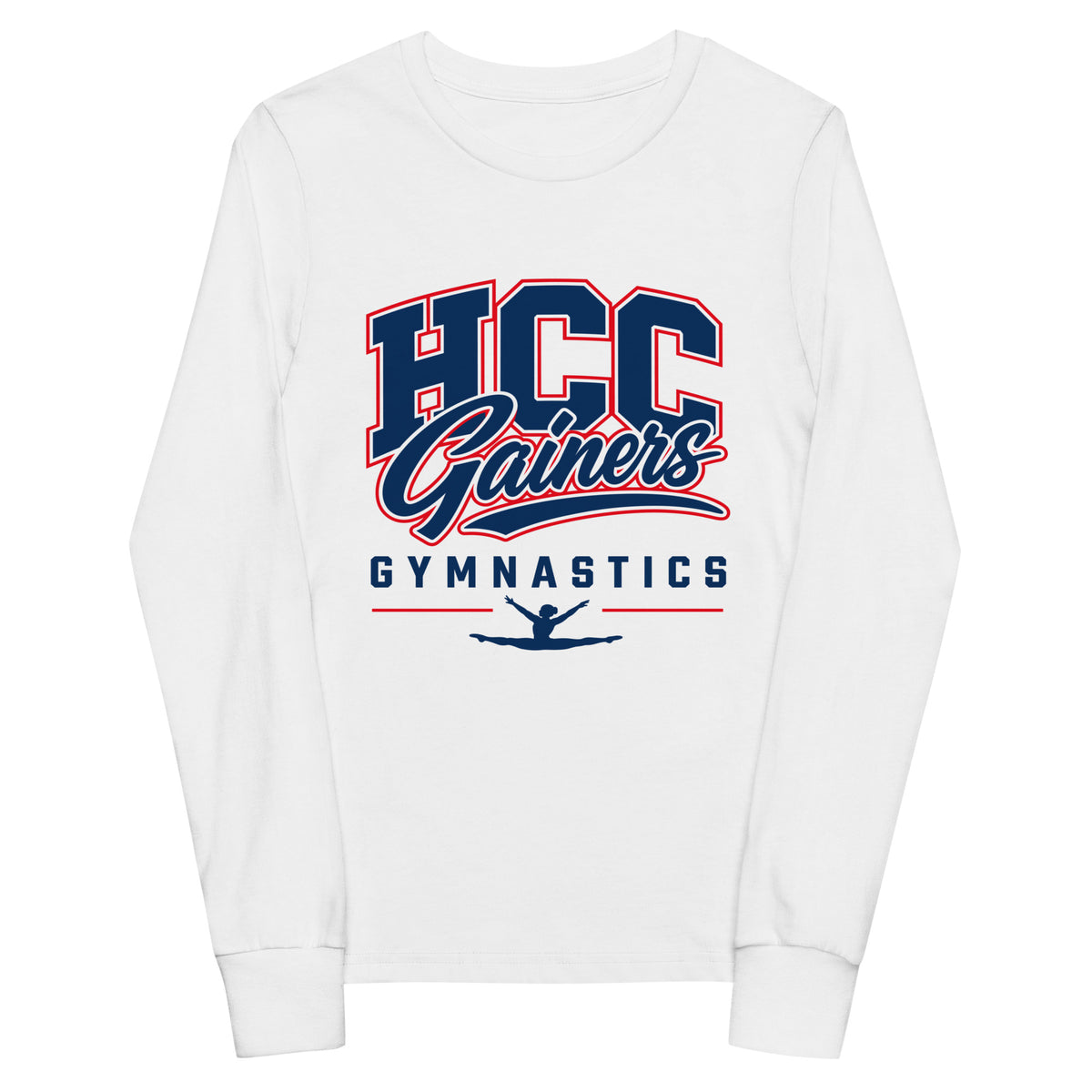 Performance | Youth Long Sleeve T-Shirt | HCC Gymnastics | Apex Logo