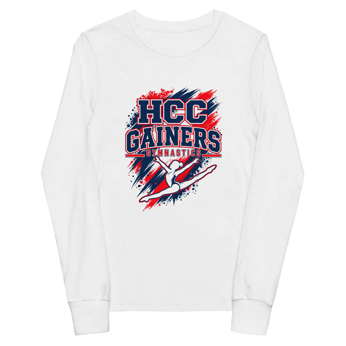 Performance | Youth Long Sleeve T-Shirt | HCC Gymnastics | Crest Logo