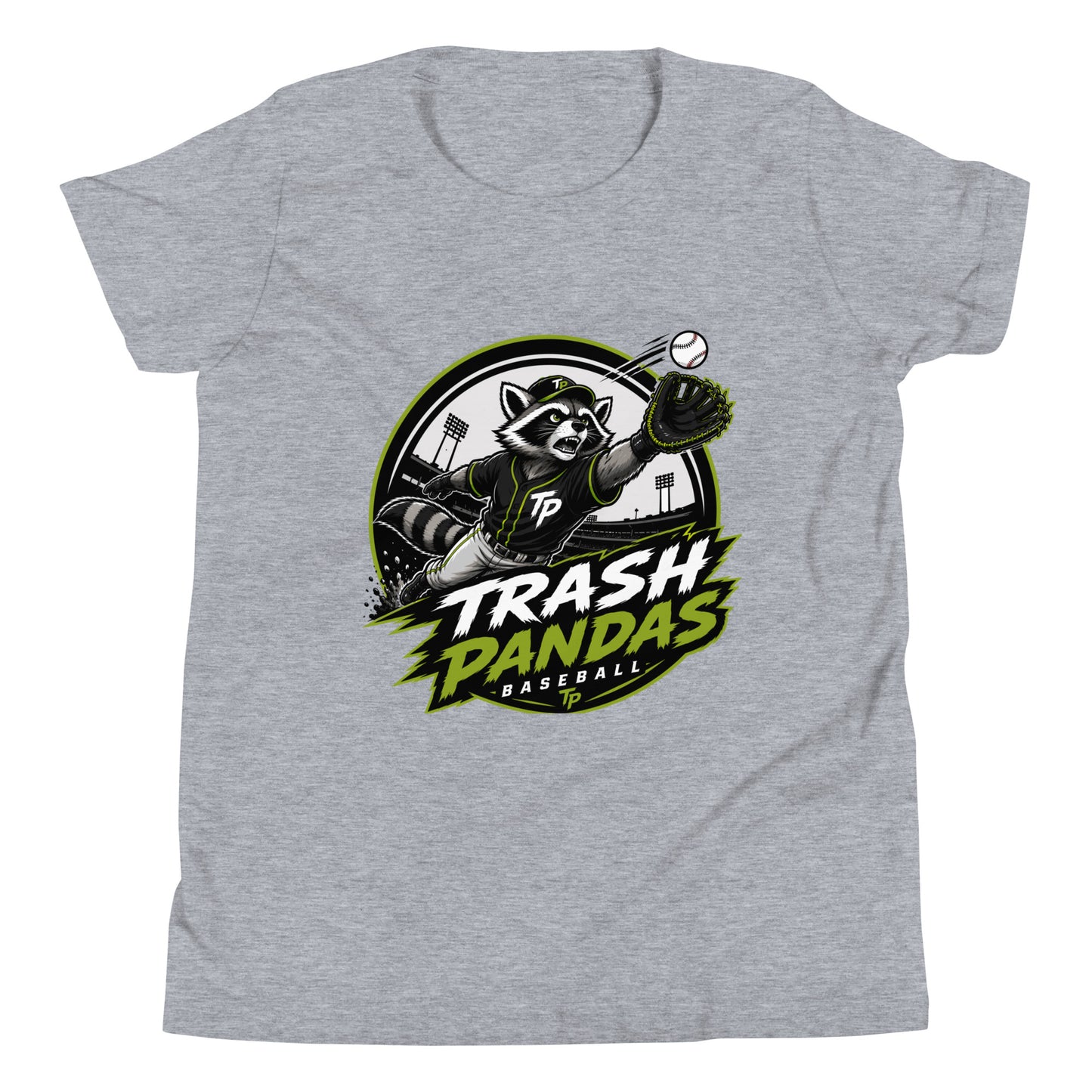 Performance | Youth T-Shirt | Trash Pandas Baseball Organization | Emblem Logo